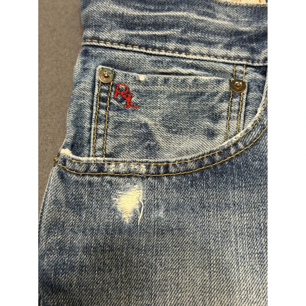 Polo‎ Ralph Lauren Mens sz 32 Patchwork Denim Shorts Mickey Mouse Plaid cutoff